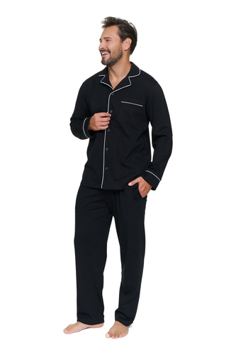 Herren-Pyjama Doctor Nap 7528, 100% Baumwolle, zum Knöpfen, mit Taschen