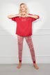 Langer Schlafanzug rot