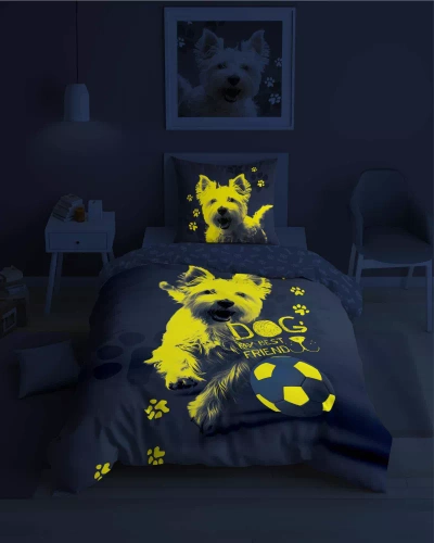 5205 A Fluo 40 Im Dunkeln leuchtende Baumwollbettwäsche Detexpol Hundeball