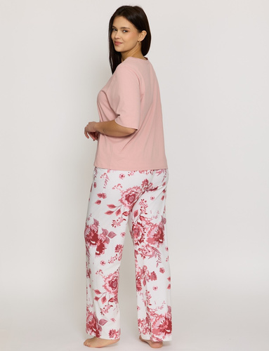 Damen-Pyjama Mefemi by Nipplex Elara PW83 aus Baumwolle, lange Hose, rosa