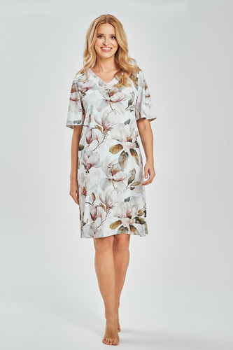 Damen-Nachthemd Afrodyta 3534 – 100% Baumwolle, V-Ausschnitt, natürlich & bequem für jeden Tag