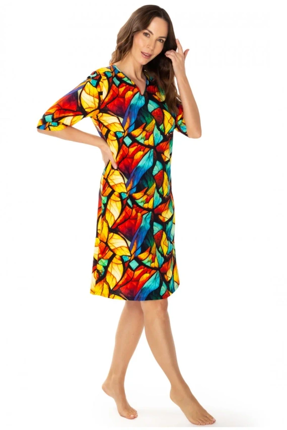 86678 Vitrage Möwen-Nachthemd, bunter Druck