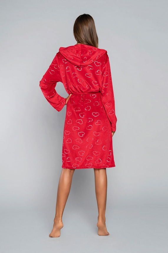 Elixir Damenbademantel mit Taschen Italian Fashion - rot/print 