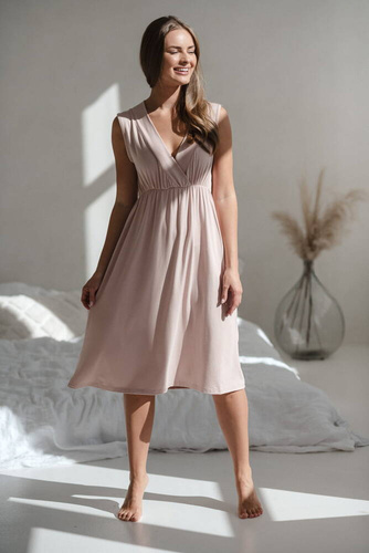 Star Light Umstands- und Stillnachthemd aus Milk&Love-Bambus, puderrosa