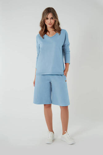 Madri 1/2 culottes Damen-Shorts Italienische Mode - blau