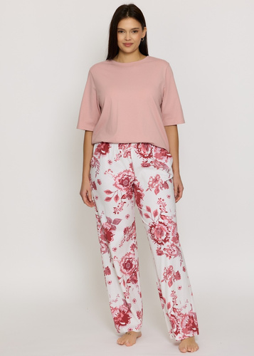 Damen-Pyjama Mefemi by Nipplex Elara PW83 aus Baumwolle, lange Hose, rosa