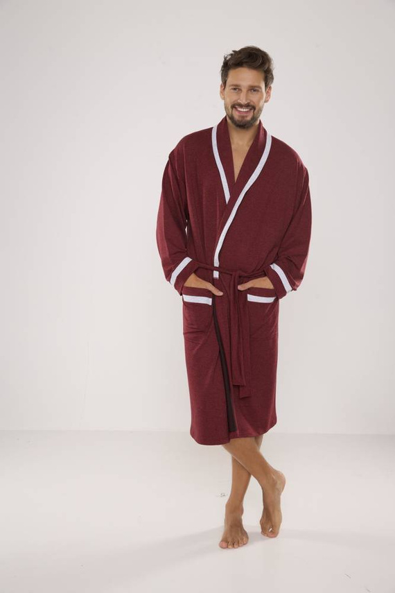 564 Bruno Morgenmantel für Herren De Lafense - kastanienbraun