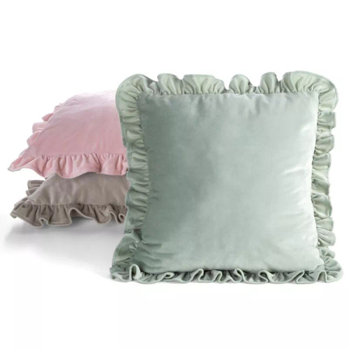 Kissenbezug Brenda 45x45 Salbei Samt Eurofirany Volant sage