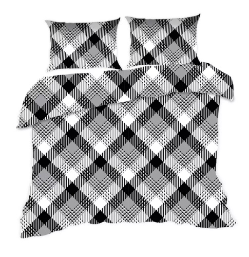 1754N Baumwollbettwäsche Classic E24 Karo Hahnentritt kariert schwarz und weiß – 100 % Baumwolle, langlebig, farbenfroh, 2-teiliges Set