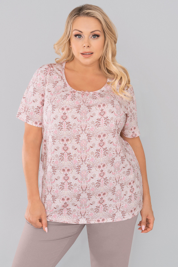 Kalmia Damen Schlafanzug kurzarm, 3/4 Hose Italienischer Mode-Druck 