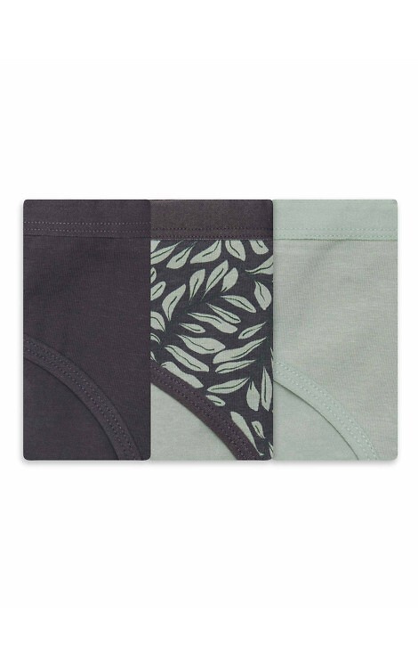 36508-K082 Henderson Damenhöschen Graphit-Oliv – Baumwoll-Bikini im 3er-Pack