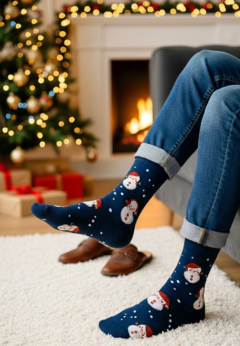 Art.136 Herren-Weihnachtssocken Steven Marineblau 164 – Weihnachtsmuster, Baumwolle