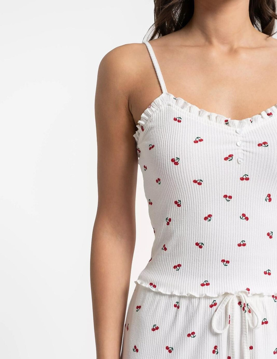 Moraj PDD3100-002 Damen Sommerpyjama ecru Kirschen