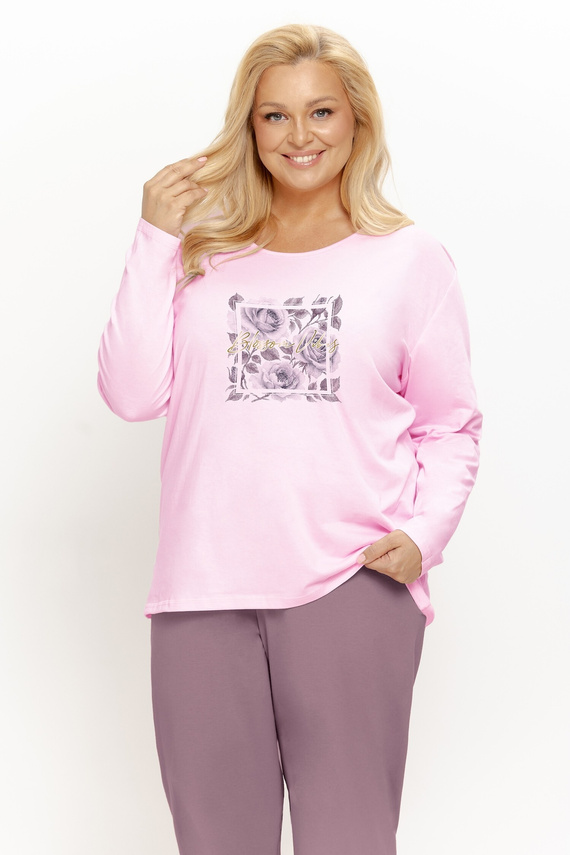 Damen-Pyjama Taro 3632/3657 Solene Flieder 100% Baumwolle Lang