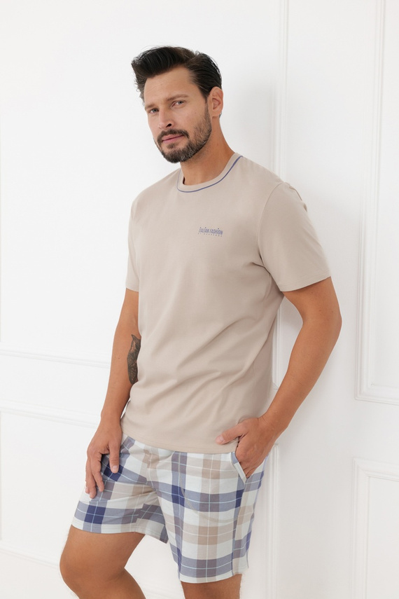 Herrenpyjama Juno Italian Fashion 100% Baumwolle Kurzarm Shorts