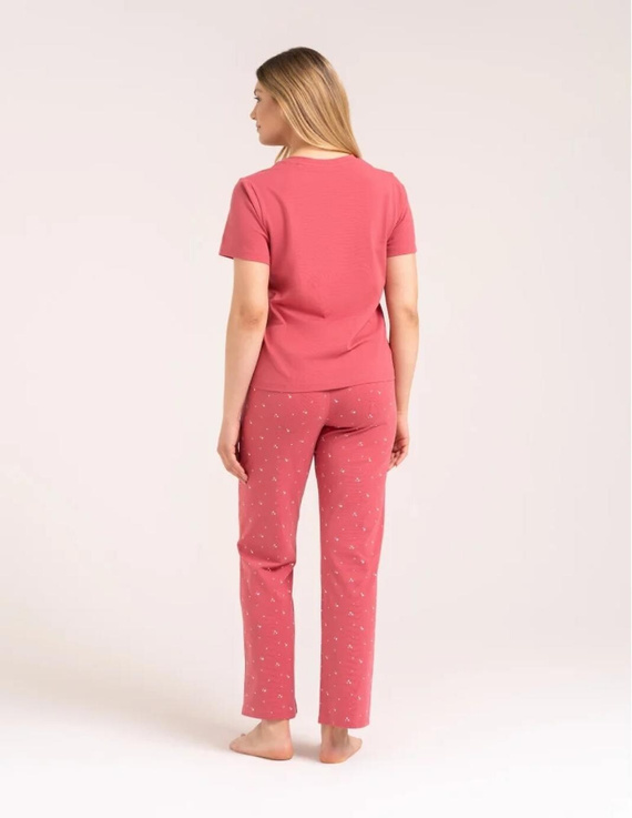 Damen-Pyjama Moraj PDD4300-024 Rosa Baumwolle Herzchen Lange Hose