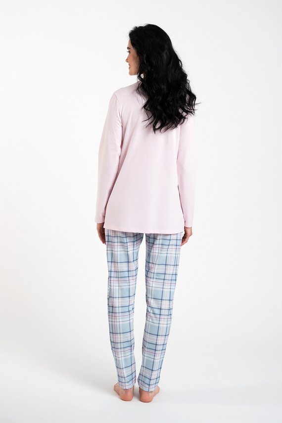 Emilly Unzipped Ladies' Long Sleeve Pyjamas and Trousers Italian Fashion - rosa/print 