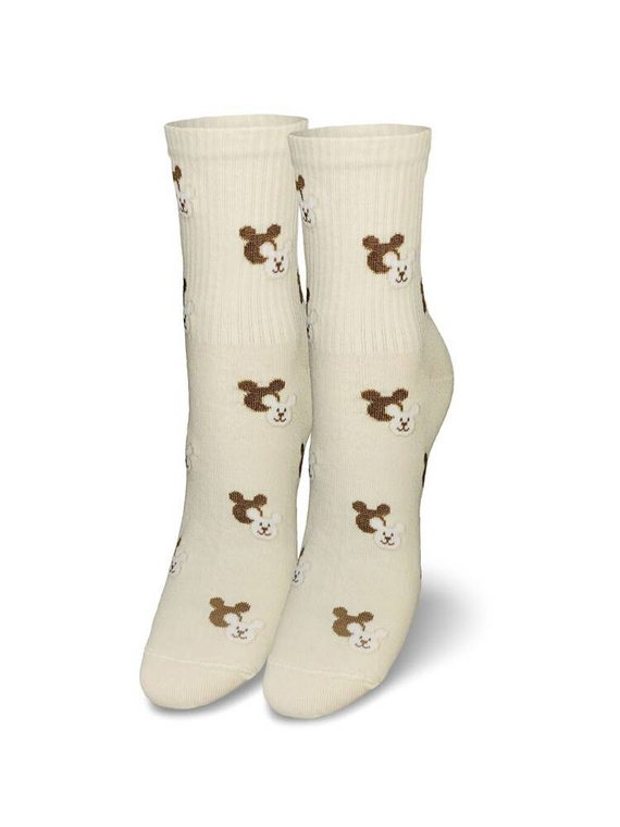 200-142 Teddy Bear Heads Milena Damensocken – ecru