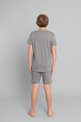 Crazy Boys' kurzärmeliger Schlafanzug, Hose Italian Fashion- medium melange