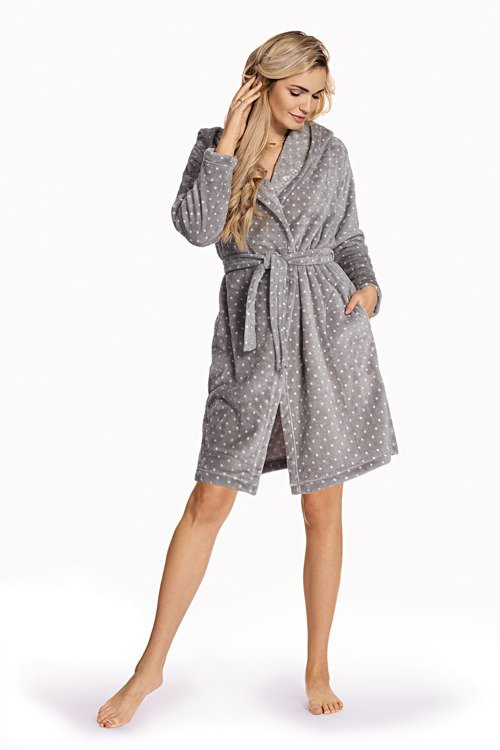 546 Melanie Damen Kurzer Morgenmantel Forex - grau