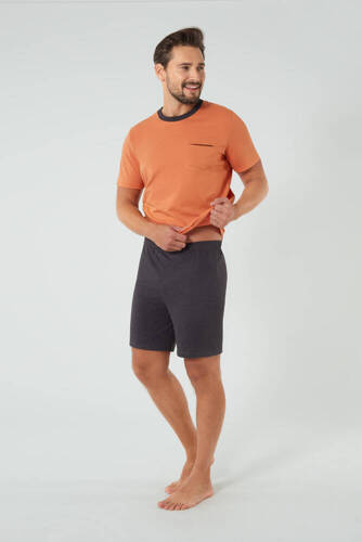 Stefano Herren Kurzarm-Pyjamas, Shorts Italienische Mode - rot
