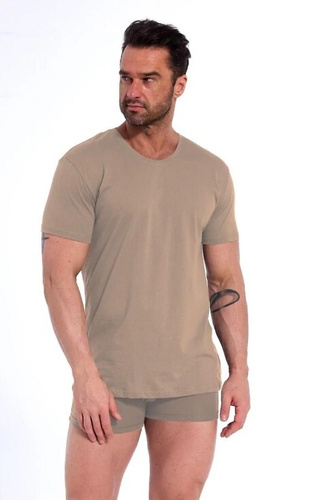 202 New Cornette beige – Herren-T-Shirt aus Baumwolle, klassischer Schnitt