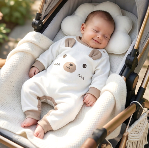 ABN-5509 Sky Journey Babyclown ohne Füße Nini | Bio-Baumwolle, Druckknopfverschluss