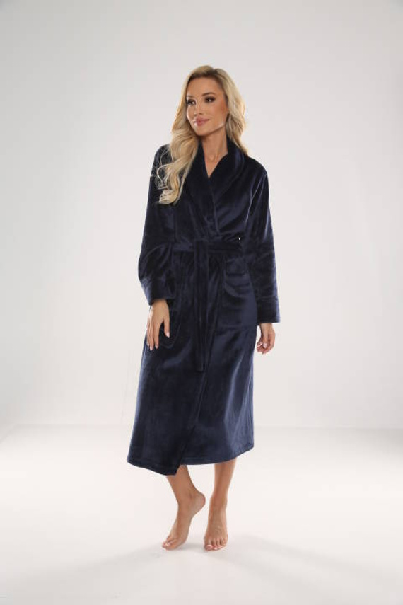 628 Abigail Long Forex Damen Bademantel - navy blau
