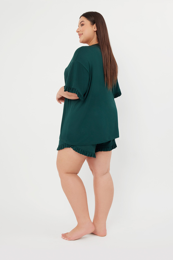 Style Kurzarm-Pyjama für Damen, Shorts Italian Fashion - grün