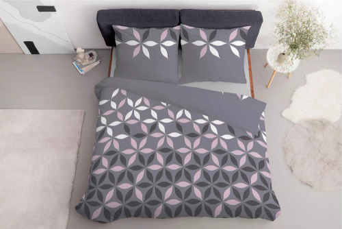 5024 A Mikrofaserbettwäsche mit Blumen Detexpol grau