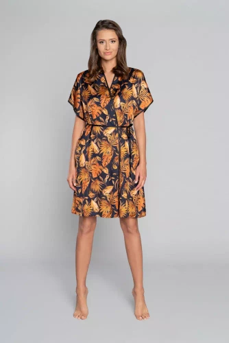 Monstera Damen Bademantel Italian Fashion- Druck