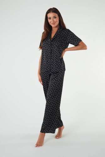 Ria Damen Schlafanzug kurzarm, lange Hose Italian Fashion - Druck