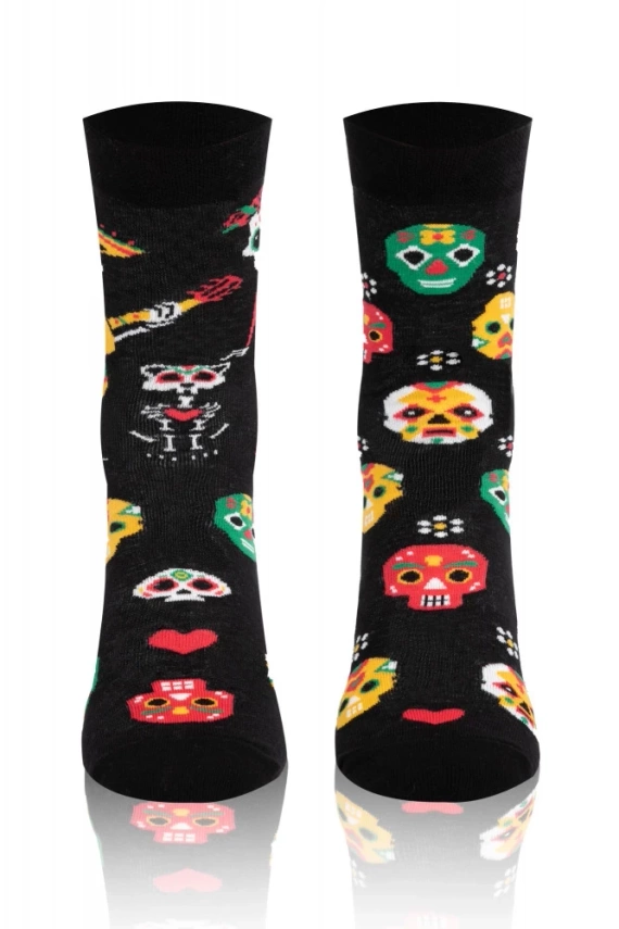 S134D Muerto Lange Socken Italienische Mode - schwarz