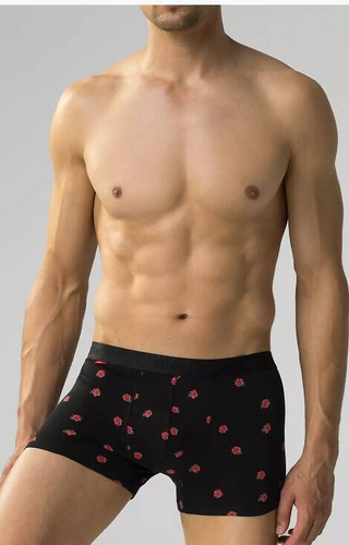 2GMH-026 Atlantic Herren-Boxershorts – Schwarz – Burgunderrot