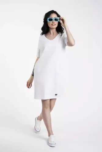 Karina Damen-Tunika mit kurzen Ärmeln Italian Fashion - weiß