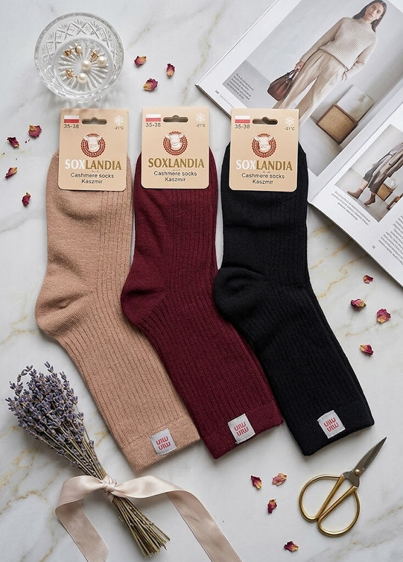Damen Socken WIK Soxlandia 3044 wz.11 Kaschmir 95% Warm Winter - Beige