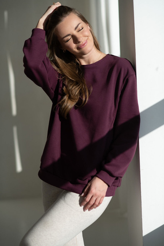 Milk It Easy! Mauve Wine Milk&amp;Love Umstands- und Still-Sweatshirt – Oversized, verdeckte Reißverschlüsse, Öko-Tex Baumwolljersey