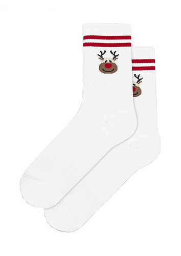 U04.N56 Gatta Weihnachtssocken – Unisex-Baumwollsocken mit Weihnachtsmotiv, Muster 998 weiß