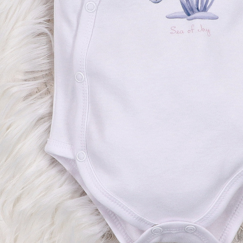 ABN-5474 Underwater World Nini Umschlag-Body weiß – Bio-Baumwolle, kurze Ärmel