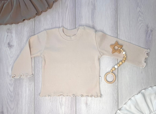 BI012 Mamatti Langarmbluse für Mädchen – Hellbeige