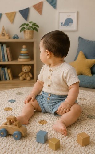 SZ55308 Mamatti Musselin Shorts mit Taschen und Holzknöpfen für Kinder