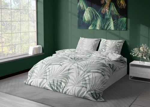 Milargo Verde 004 Satinbettwäsche mit Faro-Blättern, grau