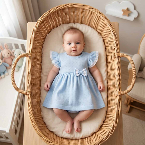 224035 Nicol Mädchen Kleid-Body Blau 100% Baumwolle Ajour