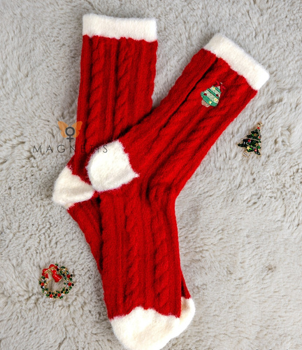 Magnetis YN5034 Weihnachtsbaum-Damensocken – Baumwolle, Weihnachtssocken mit dekorativer Stickerei