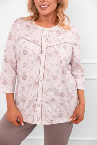 Damen Schlafanzug Galea - Baumwolle, 3/4 Ärmel und Hose, Blumenmotiv Italian Fashion  