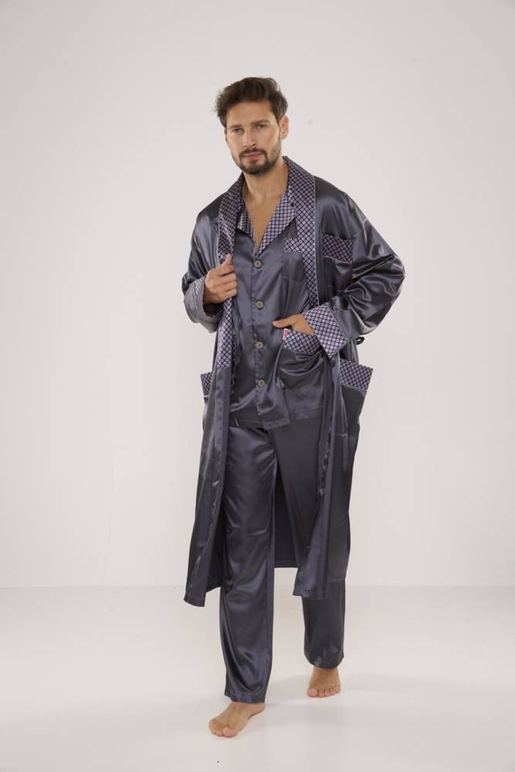 939 Pyjama für Männer aus grauem Satin