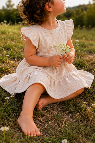 Musselin Kleid Mamatti SE50515 für Mädchen – leichtes Baumwollkleid