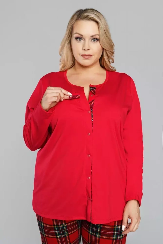 Zorza Damen Schlafanzug langarm, Hose Italian Fashion - grün/print 