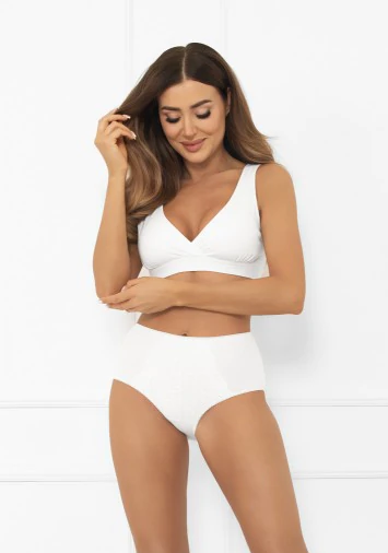 Libra maxi Damen Höschen mit Spitze Akzent | Italian Fashion weiß