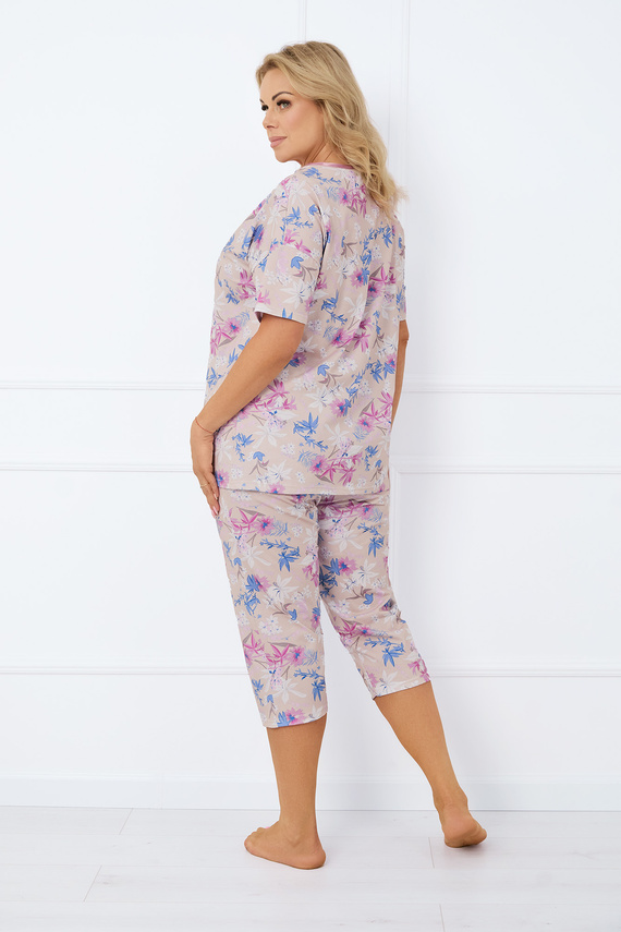 Genua Damen Pyjamas kurze Ärmel, 3/4 Hose Italienische Mode - Druck 